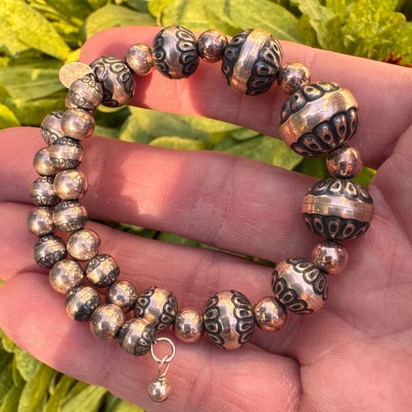 Carolyn Pollack 925 Sterling Silver Native Desert Pearl Wire Wrap Bracelet - Picture 7 of 15